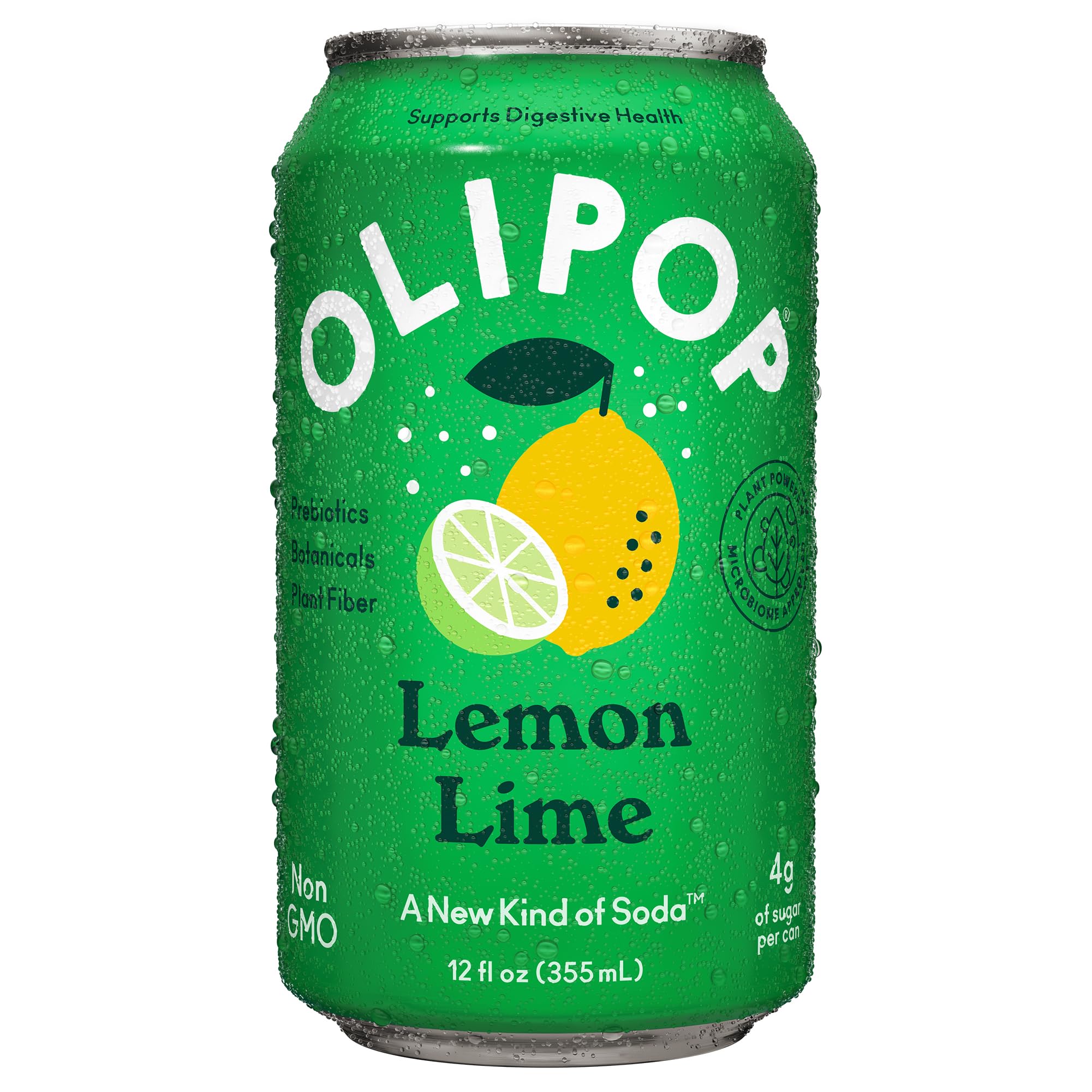 OLIPOP Prebiotic Soda Pop, Lemon Lime, Prebiotics, Botanicals